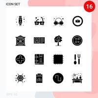Vektorpaket mit 16 Symbolen im soliden Stil kreatives Glyphenpaket isoliert auf weißem Hintergrund für Web und mobile kreative schwarze Symbolvektorhintergrund vektor