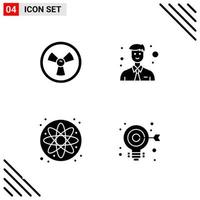 Pixel perfekter Satz von 4 soliden Symbolen Glyphen-Icon-Set für Website-Design und mobile Anwendungen Schnittstelle kreativer schwarzer Icon-Vektor-Hintergrund vektor