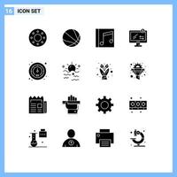 16 kreative Symbole moderne Zeichen und Symbole der Verkehrsuhr Musikeinkaufsmonitor editierbare Vektordesign-Elemente vektor