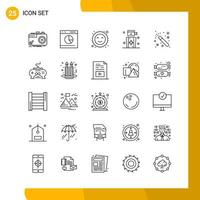 25 Icon Set Line Style Icon Pack Umrisssymbole isoliert auf weißem Hintergrund für reaktionsschnelle Website, die kreativen schwarzen Icon-Vektorhintergrund entwirft vektor