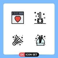 Stock Vector Icon Pack mit 4 Zeilenzeichen und Symbolen für App-Camping-Engine-Optimierung Duft editierbare Vektordesign-Elemente