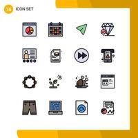 Stock Vektor Icon Pack mit 16 Zeilenzeichen und Symbolen für Tafel Big Think Date Jewel Computer editierbare kreative Vektordesign-Elemente