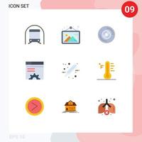 9 tematiska vektor platt färger och redigerbar symboler av vård miljö ram server CD redigerbar vektor design element