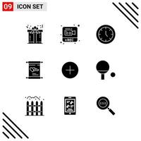 Stock Vector Icon Pack mit 9 Zeilenzeichen und Symbolen für das Hinzufügen von editierbaren Vektordesign-Elementen für die Tagesuhr des Vaters