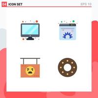 Gruppe von 4 modernen flachen Symbolen für Monitor Halloween Content Management Kürbis editierbare Vektordesign-Elemente vektor