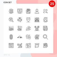 moderner Satz von 25 Linien Piktogramm von Besenprofilbox Identitätswechsel Avatar editierbare Vektordesign-Elemente vektor
