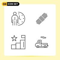 4 kreativ ikoner för modern hemsida design och mottaglig mobil appar 4 översikt symboler tecken på vit bakgrund 4 ikon packa kreativ svart ikon vektor bakgrund