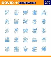 Coronavirus-Prävention Set Icons 25 blaues Symbol wie Papier Medizin Wasserschale Liste Pflege virales Coronavirus 2019nov Krankheitsvektor Designelemente vektor