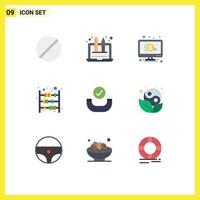 Packung mit 9 modernen flachen Farbzeichen und Symbolen für Web-Printmedien wie z vektor