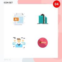 4 flaches Icon-Pack der Benutzeroberfläche mit modernen Zeichen und Symbolen von ai Business Skyscraper Business Group editierbaren Vektordesign-Elementen vektor