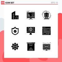 uppsättning av 9 modern ui ikoner symboler tecken för dator säkerhet pengar skydd offentlig redigerbar vektor design element