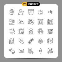 25 schwarze Symbolpaket-Gliederungssymbole Zeichen für ansprechende Designs auf weißem Hintergrund 25 Symbole setzen kreativen schwarzen Symbolvektorhintergrund vektor