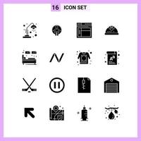 16 Symbole in Glyphensymbolen im soliden Stil auf weißem Hintergrund kreative Vektorzeichen für Web-Mobile und kreative schwarze Symbolvektorhintergrund drucken vektor