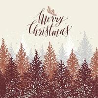 handgezeichnete Weihnachtskarte. Neujahrsbäume mit Schnee vektor