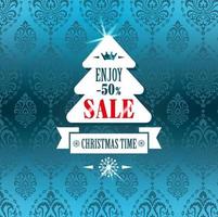 Christmass Tree Sale Label auf blau vektor