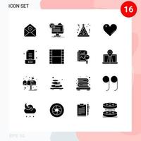 satz von 16 modernen ui-symbolen symbole zeichen für berichte wie editierbare vektordesignelemente der liebesnacht vektor