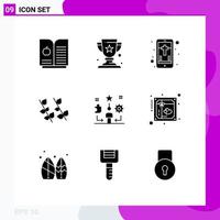 Stock Vector Icon Pack mit 9 Zeilenzeichen und Symbolen für Traning Talent Cross Life Spring editierbare Vektordesign-Elemente