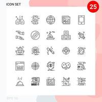universelle Symbolsymbole Gruppe von 25 modernen Gerätelinien Web schalten Sie editierbare Vektordesign-Elemente für die Ratenanalyse ein vektor