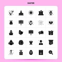 solide 25 Ostern Symbolsatz Vektor Glyphe Stil Design schwarze Symbole Set Web und mobile Geschäftsideen Design Vektorillustration