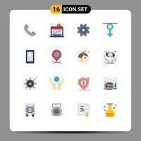 Aktienvektor-Icon-Pack mit 16 Zeilenzeichen und Symbolen für Smartphone-menschliche Zahnräder Königin-Geschlecht editierbares Paket kreativer Vektordesign-Elemente vektor