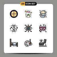 uppsättning av 9 modern ui ikoner symboler tecken för teknologi data snabb mat genomet gen redigerbar vektor design element