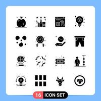 16 solide schwarze Symbolpaket-Glyphensymbole für mobile Apps isoliert auf weißem Hintergrund 16 Symbole setzen kreativen schwarzen Symbolvektorhintergrund vektor