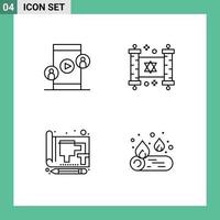 Packung mit 4 modernen Zeichen und Symbolen in flachen Farben für Web-Printmedien wie Geschäftsdokumente, Video-Partypapier, editierbare Vektordesign-Elemente vektor