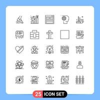 Mobile Interface Line Set aus 25 Piktogrammen der Filmfilm-Profit-Crew bilden editierbare Vektordesign-Elemente vektor