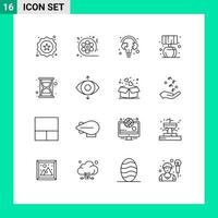 uppsättning av 16 modern ui ikoner symboler tecken för effektivitet levande multimedia Hem pussel redigerbar vektor design element
