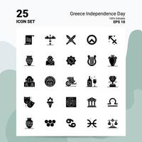 25 griechischer Unabhängigkeitstag Symbolsatz 100 bearbeitbare eps 10 Dateien Geschäftslogo Konzeptideen solides Glyphen-Icon-Design vektor