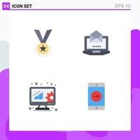 4 universell platt ikoner uppsättning för webb och mobil tillämpningar tilldela öppen rang server data analys redigerbar vektor design element