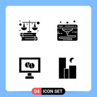 4 solide schwarze Symbolpaket-Glyphensymbole für mobile Apps isoliert auf weißem Hintergrund 4 Symbole setzen kreativen schwarzen Symbolvektorhintergrund vektor