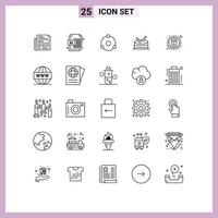 Linienpaket mit 25 universellen Symbolen für Motordesign-Münzen kreative Feier editierbare Vektordesign-Elemente vektor
