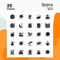 25 Space Icon Set 100 bearbeitbare eps 10 Dateien Business Logo Konzept Ideen solides Glyphen-Icon-Design vektor