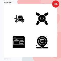 Satz von 4 Vektor-Solid-Glyphen auf Raster für Lifter Online-Portfolio Transporttasche einkaufen editierbare Vektordesign-Elemente vektor
