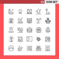 25 Icon Pack Line Style Umrisssymbole auf weißem Hintergrund einfache Zeichen für die allgemeine Gestaltung kreativer schwarzer Icon-Vektor-Hintergrund vektor