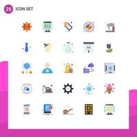 Stock Vector Icon Pack mit 25 Zeilenzeichen und Symbolen für IoT-Kaffee-Bad treffen auf Camping editierbare Vektordesign-Elemente