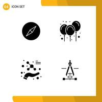 Packung mit modernen soliden Glyphenzeichen und Symbolen für Web-Printmedien wie Instagram-Molekülballons, Dekoration, Kompass, editierbare Vektordesign-Elemente vektor