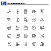 25 gesetzter Vektorhintergrund der modernen Geschäftsikone vektor