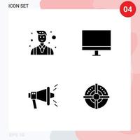 Satz von 4 kommerziellen soliden Glyphen-Packs für Chef-Marketing-Leute Gadget virale editierbare Vektordesign-Elemente vektor