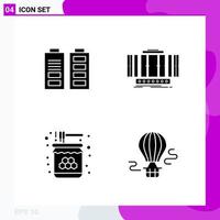 Solid Icon Set Packung mit 4 Glyphen-Icons isoliert auf weißem Hintergrund für Web-Print und mobile kreative schwarze Icon-Vektor-Hintergrund vektor