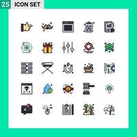 25 universell fylld linje platt Färg tecken symboler av analys font kommunikation bearbeta användare redigerbar vektor design element