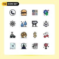 Stock Vector Icon Pack mit 16 Zeilenzeichen und Symbolen für React Gear Code SEO Development editierbare kreative Vektordesign-Elemente