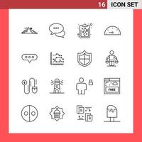 16 Icon Pack Line Style Umrisssymbole auf weißem Hintergrund einfache Zeichen für die allgemeine Gestaltung kreativer schwarzer Icon-Vektor-Hintergrund vektor