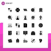 Stock Vector Icon Pack mit 25 Linienzeichen und Symbolen für die Schornsteinschätzung Dachdiagrammzuordnung editierbare Vektordesign-Elemente