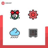 4 universelle Filledline-Flachfarben für Web- und mobile Anwendungen Weihnachtswettereinstellung User Box editierbare Vektordesign-Elemente vektor