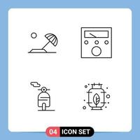 4 kreativ ikoner modern tecken och symboler av strand transport Sol voltmeter gas redigerbar vektor design element
