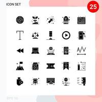 25 solides Glyphenpaket der Benutzeroberfläche mit modernen Zeichen und Symbolen von Bildgrafik-Pflanzenetiketten-Barcode-bearbeitbaren Vektordesignelementen vektor