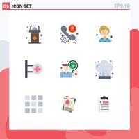 grupp av 9 platt färger tecken och symboler för anställd tecken telefon sjukhus kvinna redigerbar vektor design element