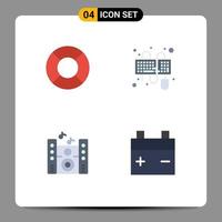 flaches Icon-Paket mit 4 universellen Symbolen von Float-Lautsprecher-Eingabe-Maus-Fahrzeugen editierbare Vektordesign-Elemente vektor